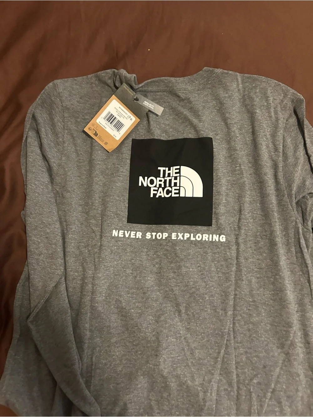 NWT North Face Men’s Long Sleeve Gray Logo Tee